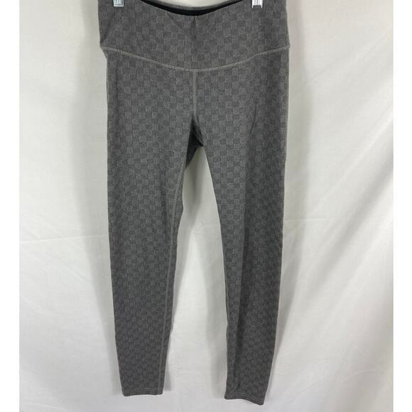 Lucy Womens Studio Hatha Jacquard Check Leggings Grey Size Medium - Picture 1 of 6